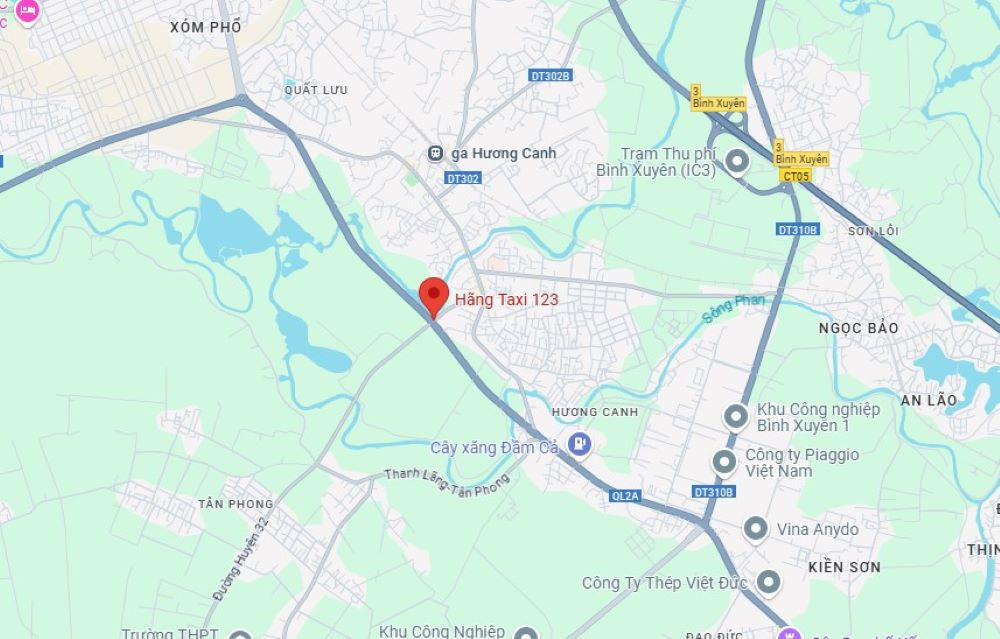 Địa chỉ văn phòng tại Vĩnh Phúc của hãng Taxi 123