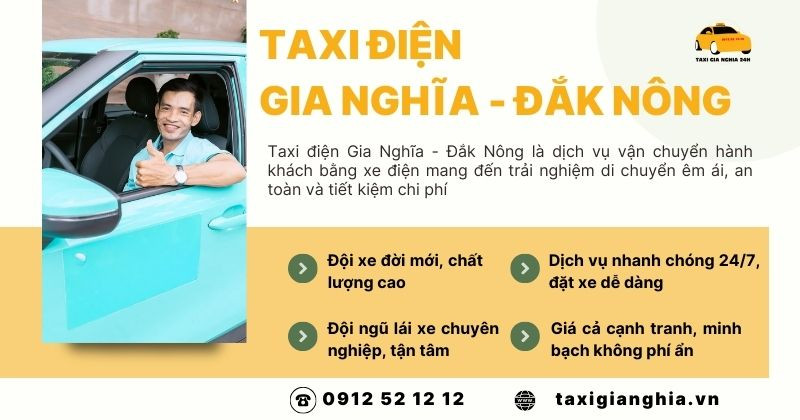 Dịch vụ taxi điện Gia Nghĩa tiện lợi, xe điện hiện đại tại Đắk Nông