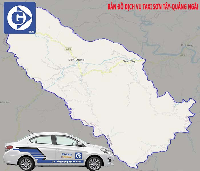 Điện thoại hiển thị bản đồ và ứng dụng đặt xe taxi tại Sơn Tây Quảng Ngãi