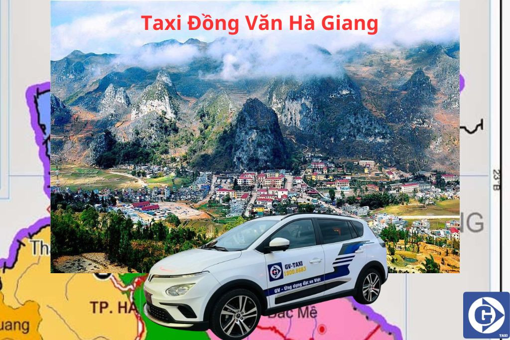 Điện thoại hiển thị ứng dụng đặt xe taxi GV Taxi tại Đồng Văn Hà Giang