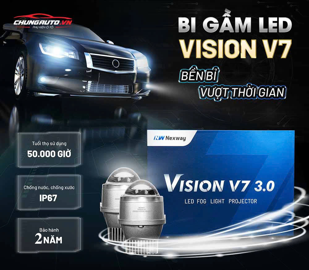 Độ bền và tuổi thọ cao của đèn bi gầm Vision V7