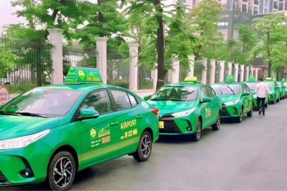 Đội ngũ xe taxi Mai Linh với màu xanh đặc trưng, phục vụ khách hàng trên mọi nẻo đường Vĩnh Cửu