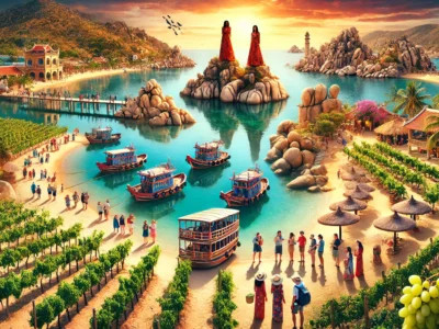 Du khách khám phá những địa điểm nổi tiếng trong tour Ninh Thuận, dễ dàng di chuyển bằng xe taxi