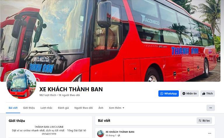 Fanpage Nhà xe Thành Ban thường xuyên cập nhật thông tin hữu ích