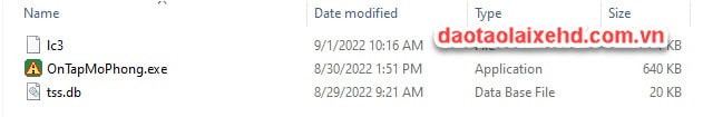 File OnTapMoPhong.exe tss.db lc3 sau khi giải nén