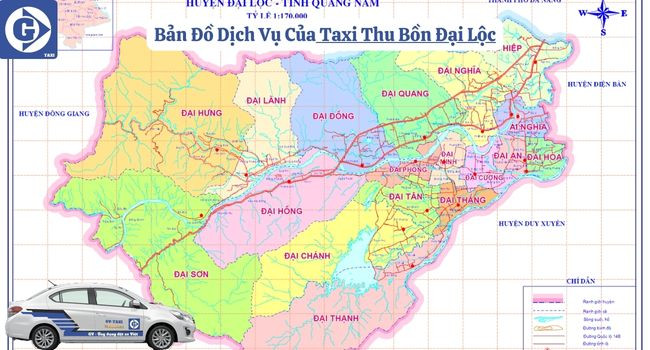 Giao diện ứng dụng đặt Taxi Thu Bồn Đại Lộc trên điện thoại di động