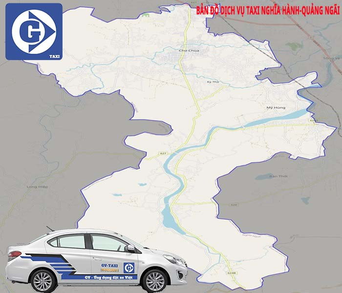 Giao diện ứng dụng đặt xe GV Taxi tại Nghĩa Hành Quảng Ngãi