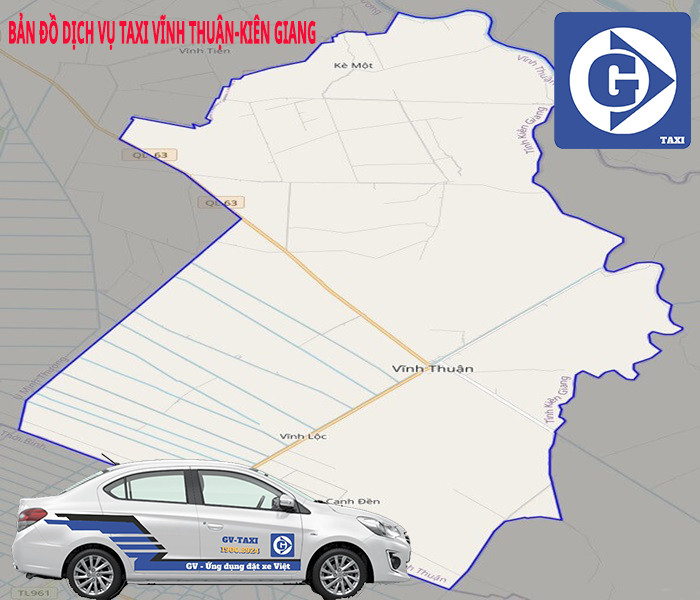 Giao diện ứng dụng gọi xe GV Taxi tại khu vực Vĩnh Thuận, Kiên Giang