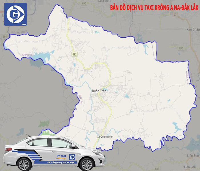 Giao diện ứng dụng GV Taxi đặt xe tại Krông Ana Đắk Lắk