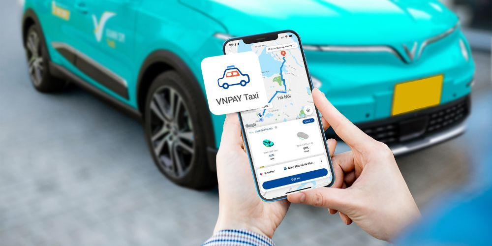 Giao diện ứng dụng VNPAY Taxi giúp khách hàng đặt xe Xanh SM nhanh chóng và tiện lợi tại Bến Lức