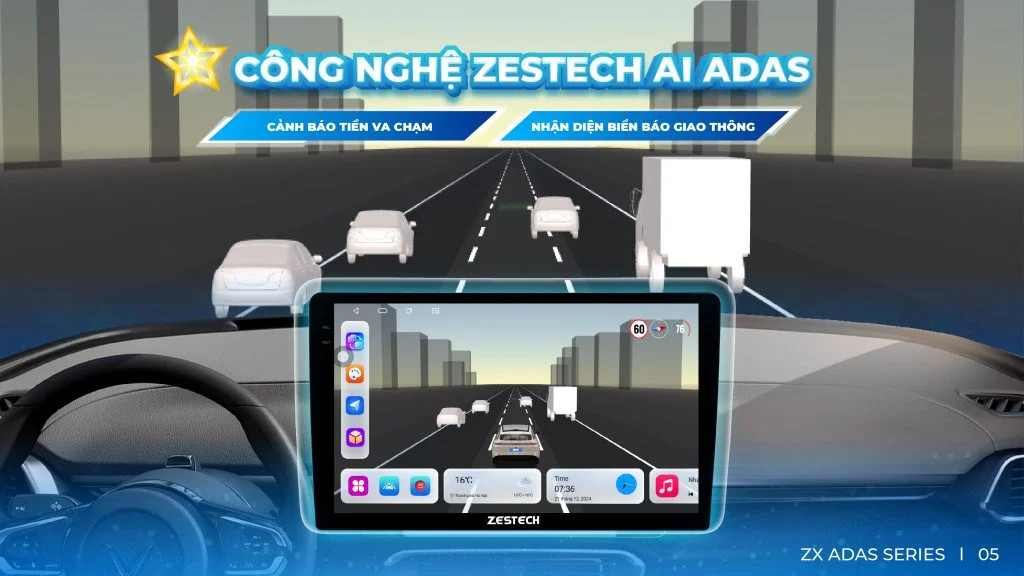 Hệ thống hỗ trợ lái xe ADAS hoạt động trên màn hình Zestech