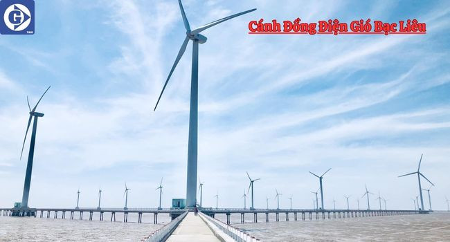 Hình ảnh Cánh Đồng Điện Gió Bạc Liêu với các trụ turbine cao vút