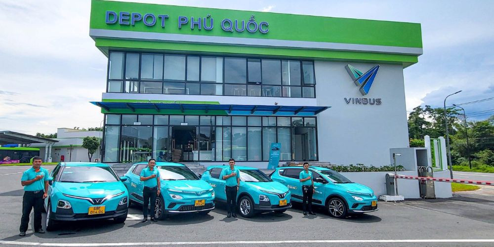 Hình ảnh depot của hãng Taxi Xanh SM tại Phú Quốc