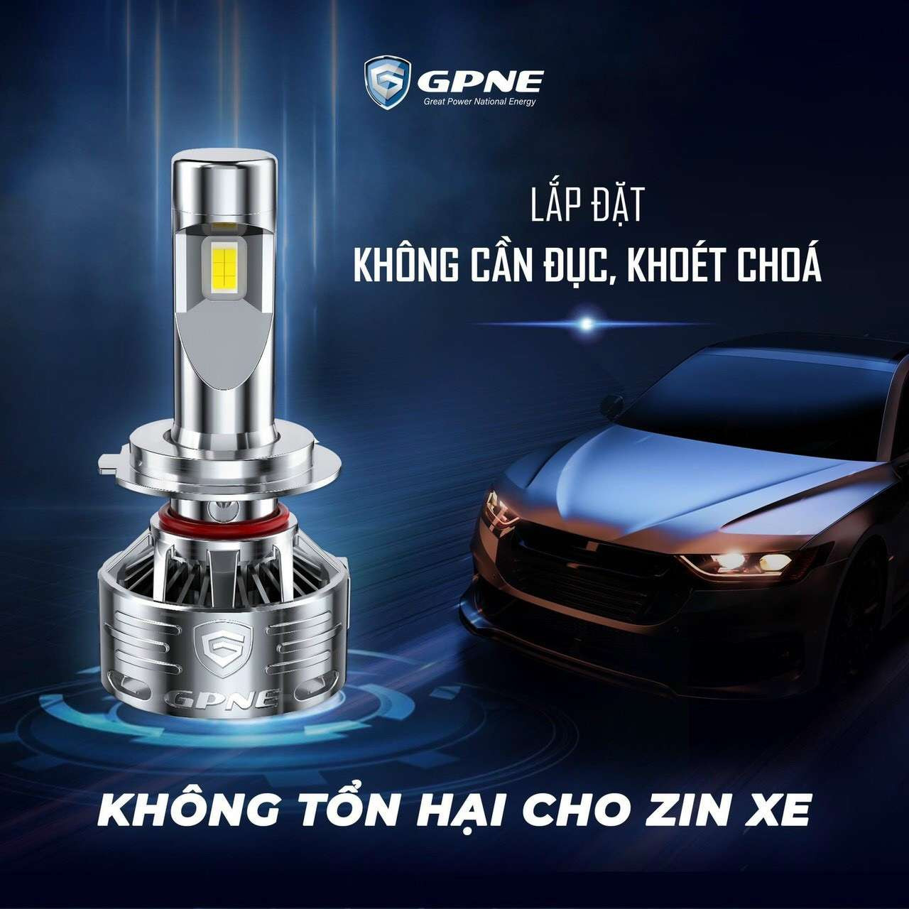 Hình ảnh lắp đặt thực tế đèn bóng Led GPNE R4 trên ô tô