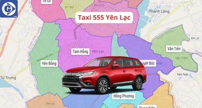 Hình ảnh một xe taxi màu vàng của Taxi Ngọc Sơn đang chạy trên đường ở Yên Lạc, Vĩnh Phúc