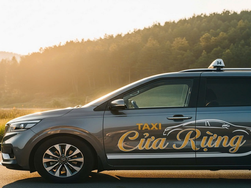 Hình ảnh xe taxi Cửa Rừng Đức Trọng Lâm Đồng đang di chuyển trên đường