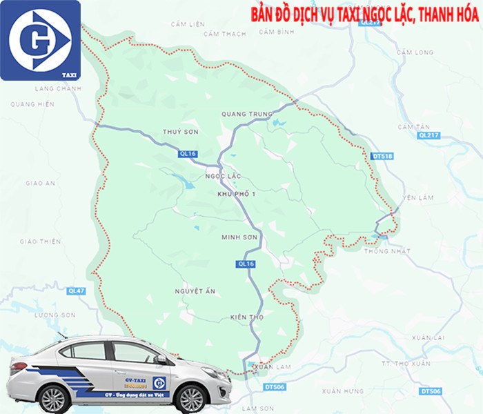 Hình ảnh xe taxi hoạt động tại khu vực Ngọc Lặc, Thanh Hóa, biểu tượng cho các dịch vụ vận chuyển hành khách địa phương