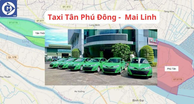Hình ảnh xe Taxi Mai Linh đặc trưng tại Tân Phú Đông