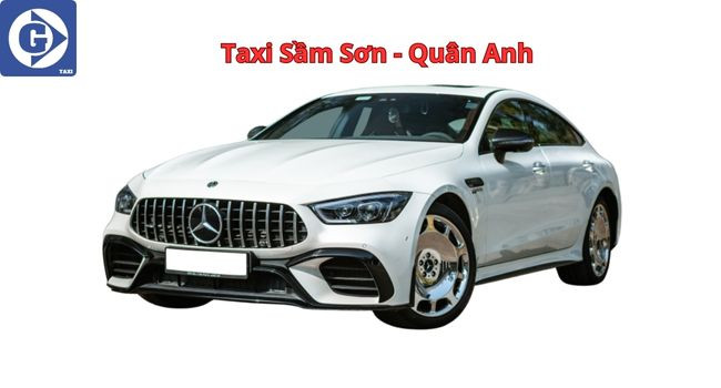 Hình ảnh xe taxi màu trắng với logo Quân Anh di chuyển trong khu dân cư ở Sầm Sơn