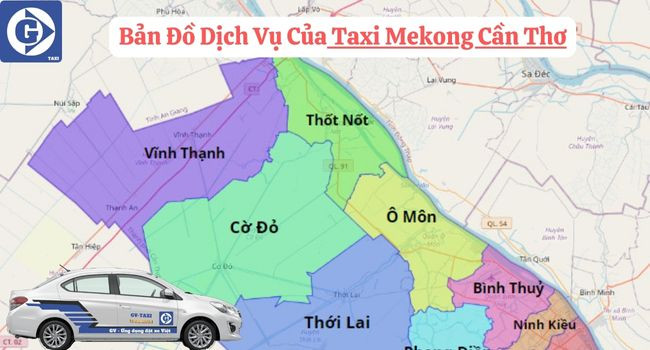 Hình ảnh xe taxi Mekong Cần Thơ và ứng dụng đặt xe