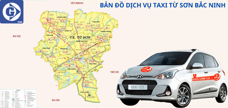 Hình ảnh xe taxi trên đường phố Từ Sơn Bắc Ninh