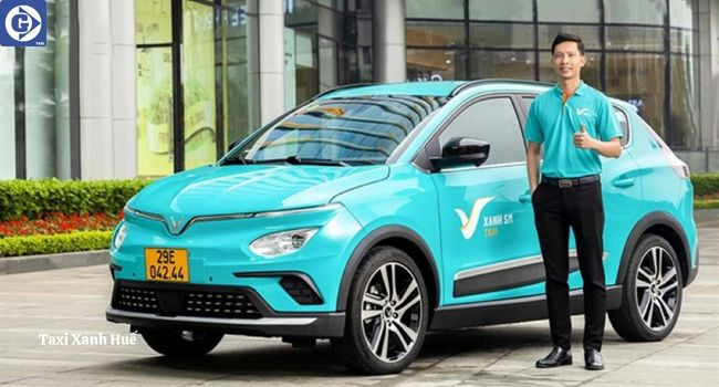 Hình ảnh xe Taxi Xanh Huế hoạt động tại thành phố Huế