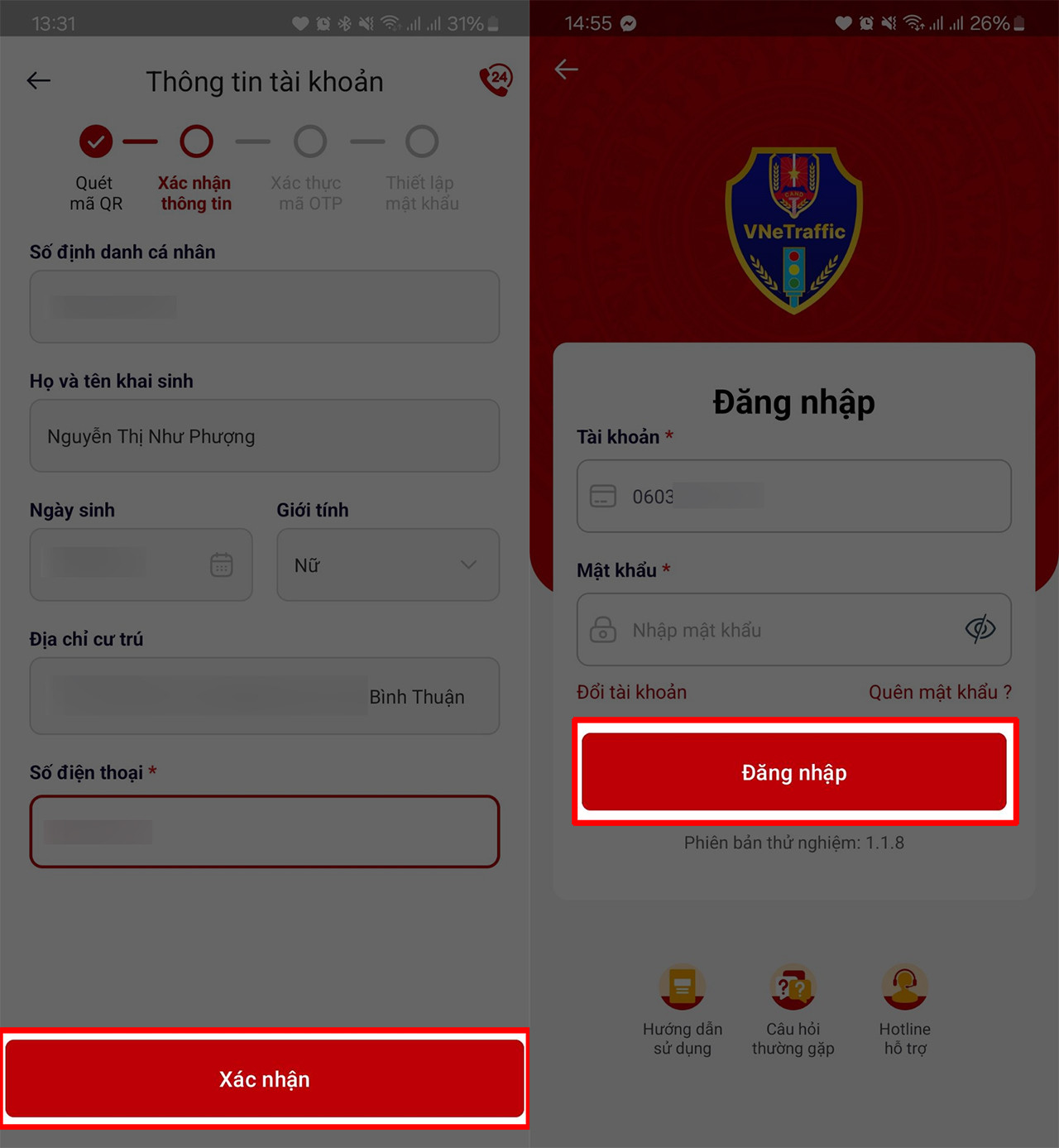 Hoàn tất đăng ký tài khoản VNeTraffic qua mã QR và OTP