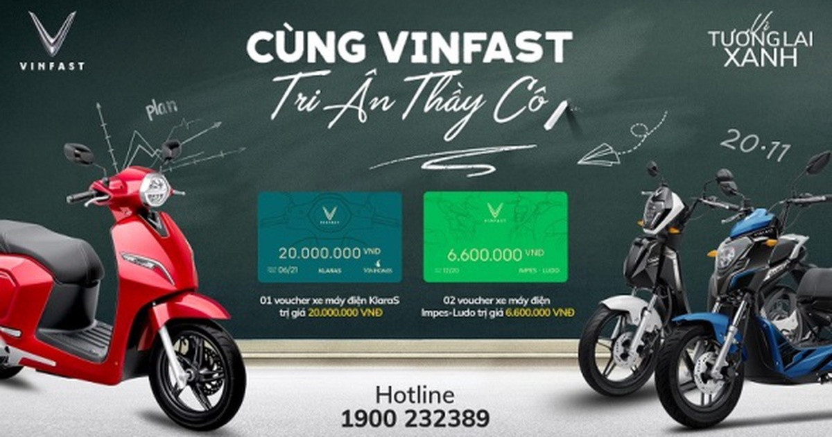 Hộp quà tặng voucher VinFast tri ân Thầy Cô cho xe máy điện