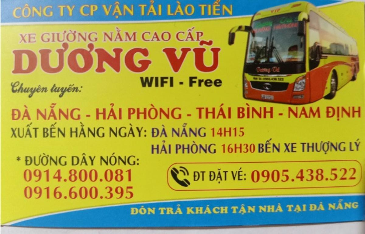 Hotline đặt vé của Nhà xe Dương Vũ