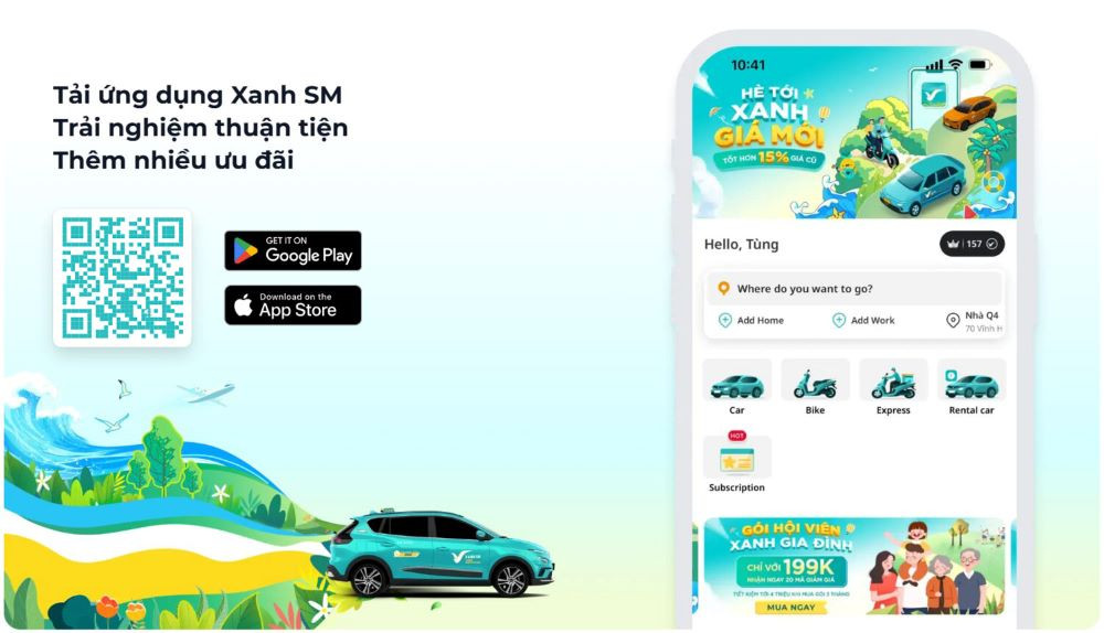 Hướng dẫn tải và sử dụng ứng dụng đặt xe Xanh SM