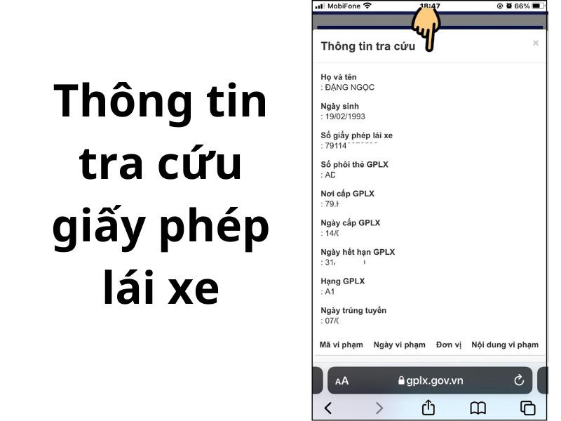 Kết quả tra cứu thông tin giấy phép lái xe thật giả trực tuyến