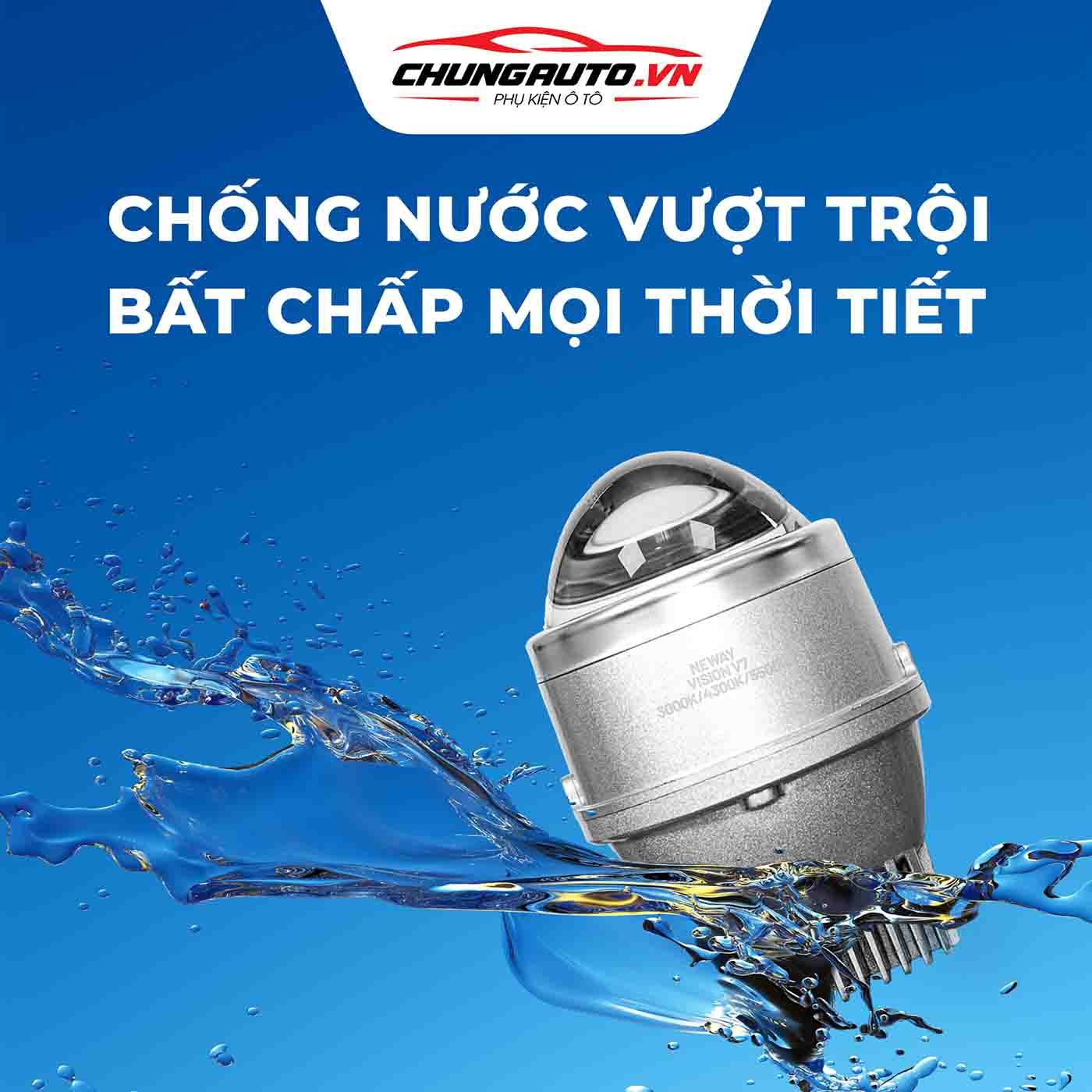 Khả năng chống nước chuẩn IP67 của đèn bi gầm Vision V7