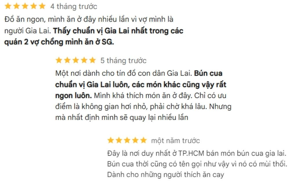 Khách hàng đánh giá bún cua ở quán chuẩn vị Gia Lai