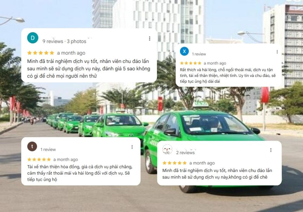 Khách hàng đánh giá cao dịch vụ taxi Biên Hòa giá rẻ của Mai Linh trên Google Maps.