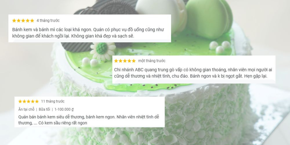 Khách hàng đánh giá cao hương vị bánh kem của ABC Bakery Gò Vấp