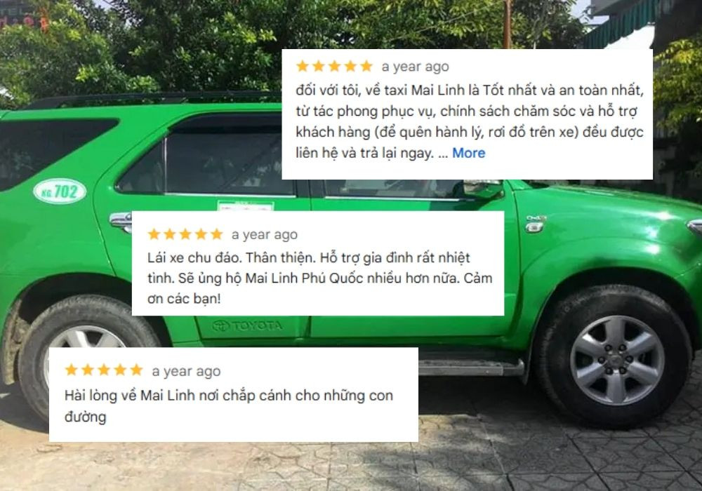 Khách hàng luôn đánh giá 5 sao cho dịch vụ taxi Giồng Riềng của Mai Linh