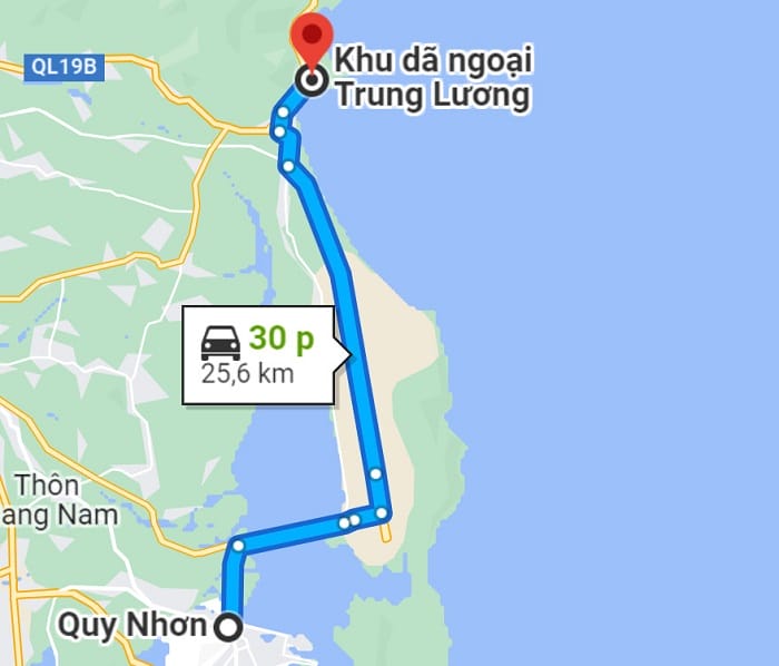 Di chuyển từ Quy Nhơn đến Trung Lương khoảng 30 phút
