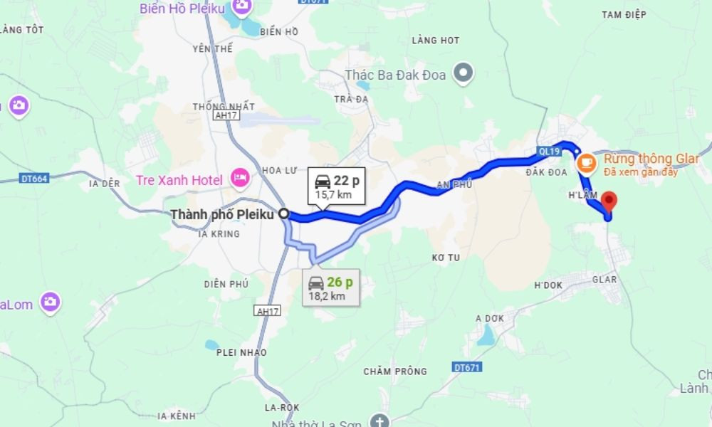 Lộ trình di chuyển từ Pleiku đến đồi cỏ hồng Đăk Đoa Gia Lai