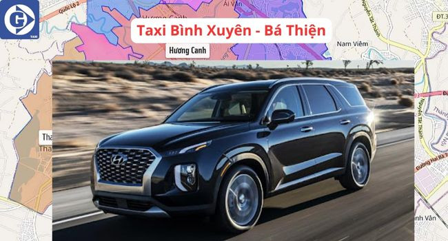 Logo và xe Taxi Bá Thiện tại Bình Xuyên