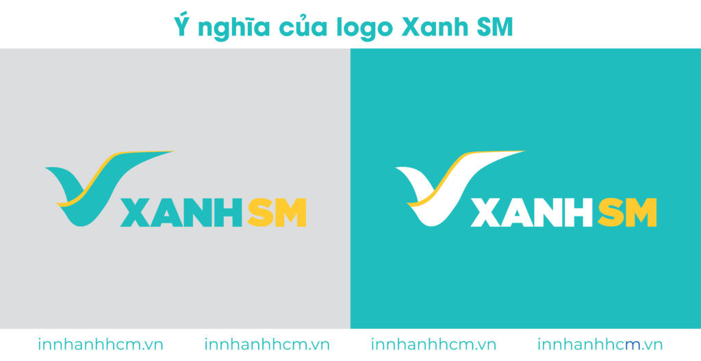 Logo xanh sm taxi vector với thiết kế chiếc lá và chữ SM cách điệu trên nền trắng