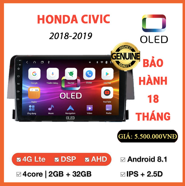Màn hình giải trí Android cho xe Honda Civic