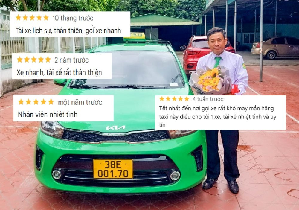 Màn hình hiển thị đánh giá tích cực từ khách hàng, minh chứng cho chất lượng dịch vụ khi đặt taxi Đức Trọng.