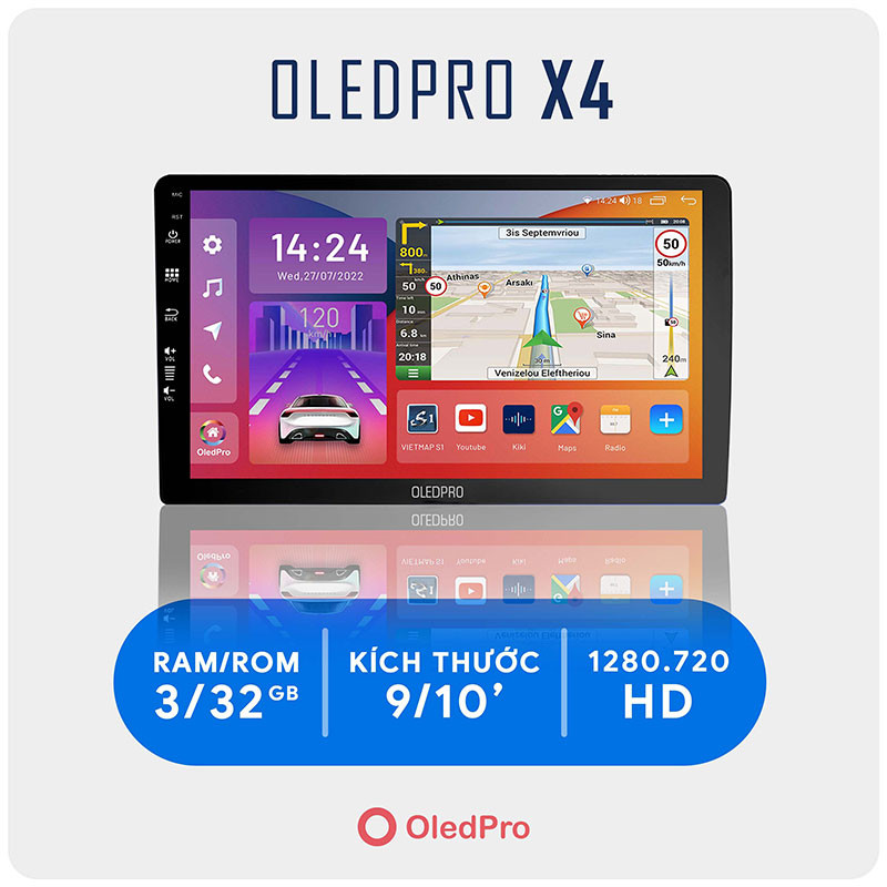 Màn hình OledPro X4 New thiết kế hiện đại trên xe ô tô