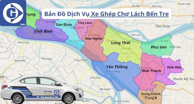Màn hình ứng dụng di động đặt xe ghép Chợ Lách Bến Tre