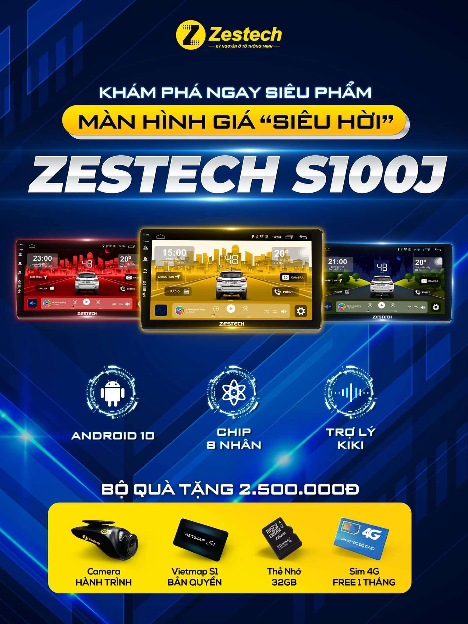 Màn hình Zestech S100J lắp đặt trên taplo xe Vinfast Fadil