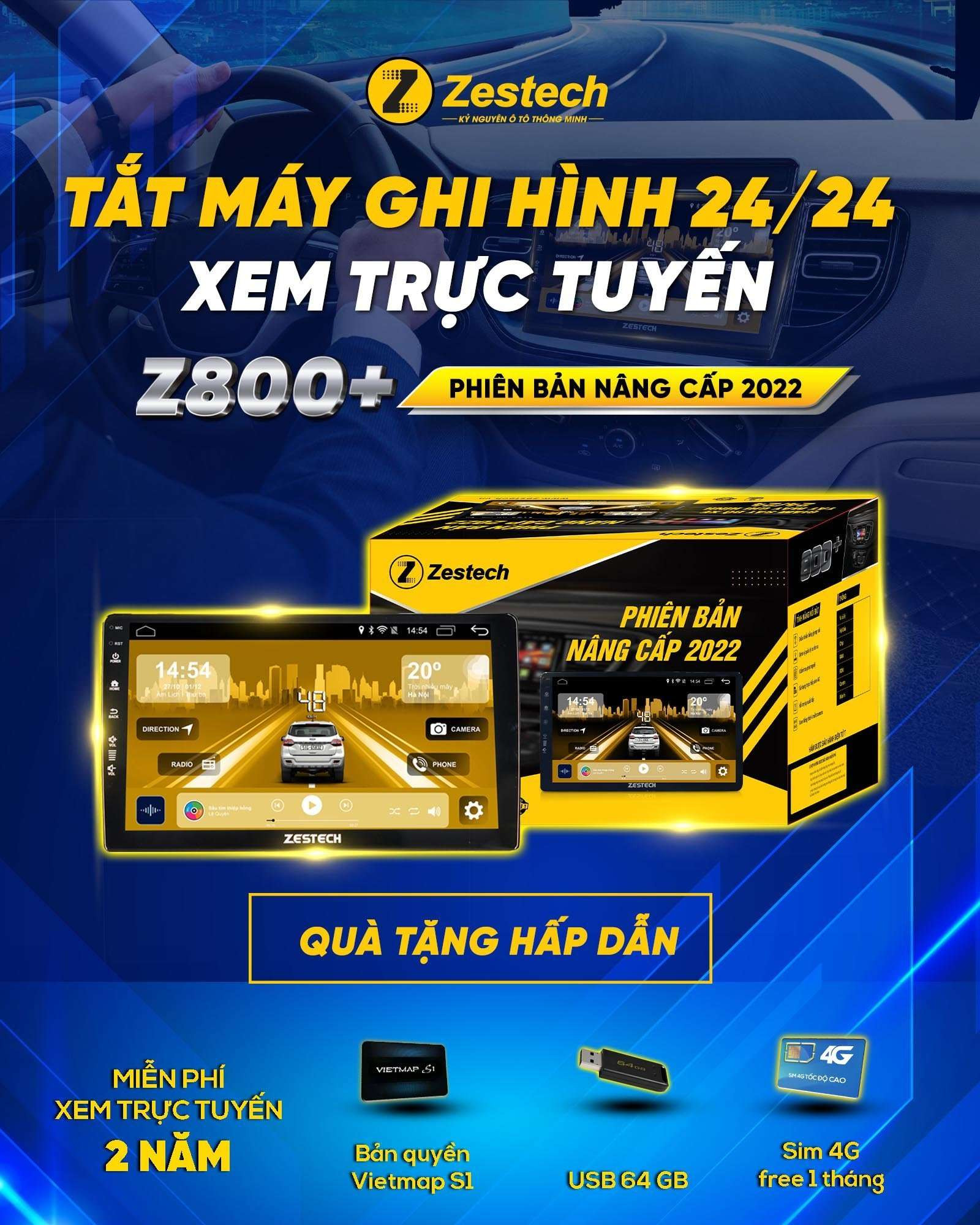 Màn hình Zestech Z800+ Phiên bản nâng cấp hiển thị camera 360 toàn cảnh