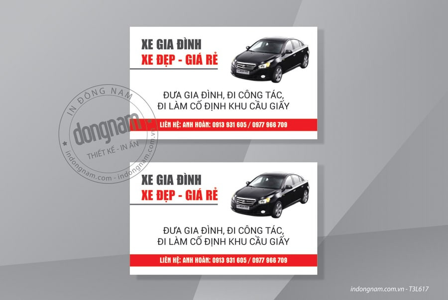 Mẫu card visit cho dịch vụ thuê xe đưa đón gia đình đi công tác, chuyên nghiệp và đáng tin cậy