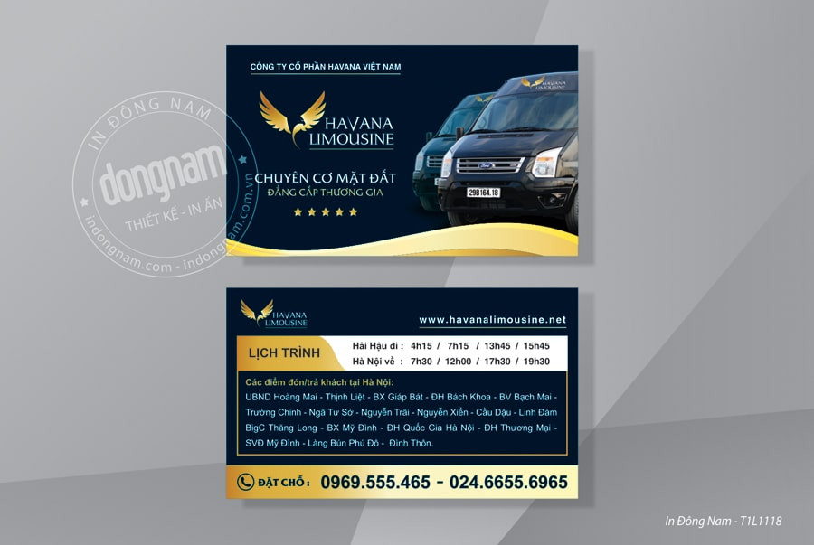 Mẫu card visit cho thuê xe du lịch gia đình chuyên nghiệp, thể hiện loại xe và dịch vụ