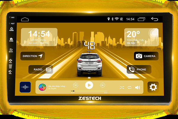 Mẫu màn hình Android Zestech Z500 với thiết kế tinh tế.