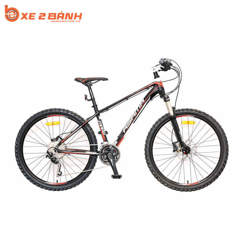 Mẫu xe đạp thể thao Asama MTB2610A màu đen đỏ, nổi tiếng với thiết kế đẹp và bền bỉ của hãng Asama